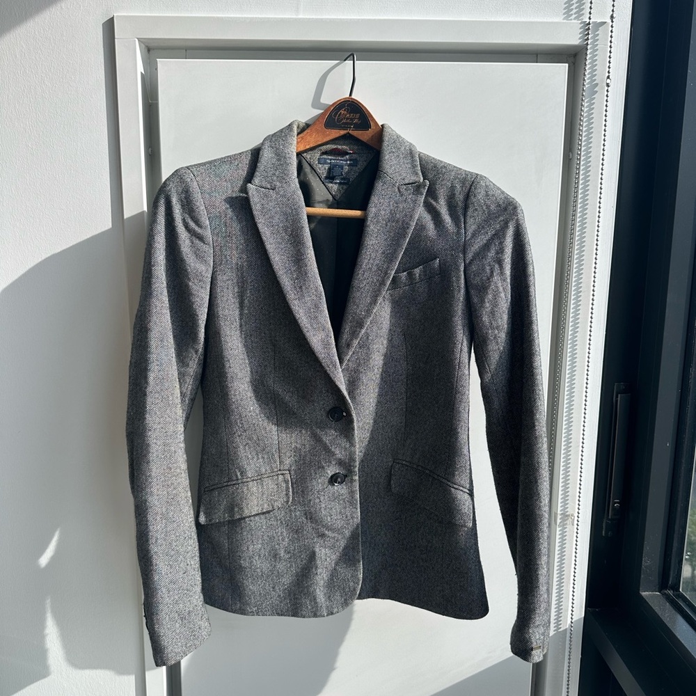 Tommy Hilfiger Grey Tweed Blazer Italian Fabric Size 6